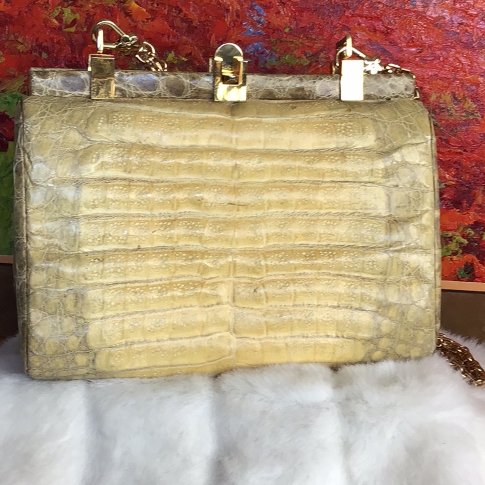 Authentic Crocodile Handbag heavy chain Handle